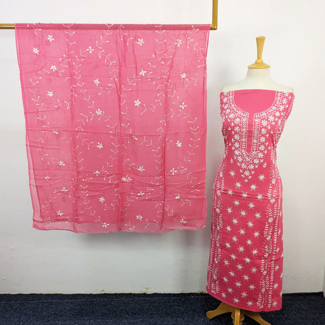 Lawn with Pakka Tanka Work + Chiffon Dupatta 3Pc Unstitched