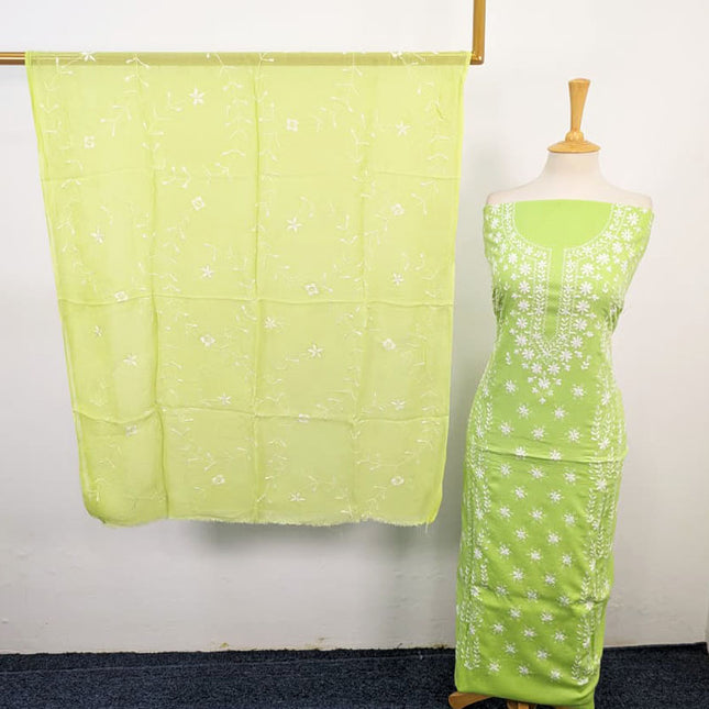 Lawn with Pakka Tanka Work + Chiffon Dupatta 3Pc Unstitched