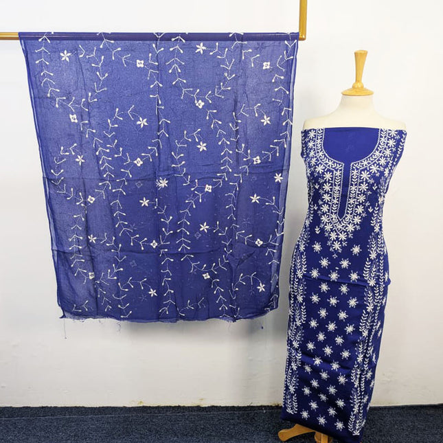 Lawn with Pakka Tanka Work + Chiffon Dupatta 3Pc Unstitched