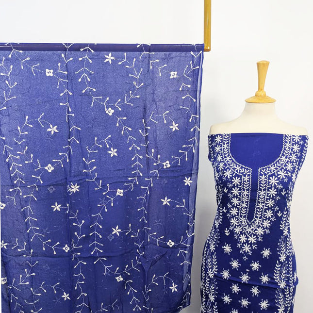 Lawn with Pakka Tanka Work + Chiffon Dupatta 3Pc Unstitched