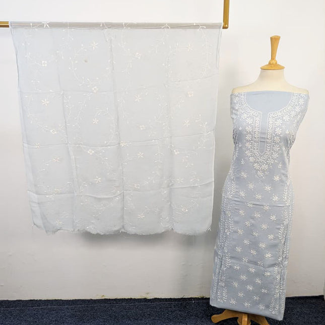 Lawn with Pakka Tanka Work + Chiffon Dupatta 3Pc Unstitched