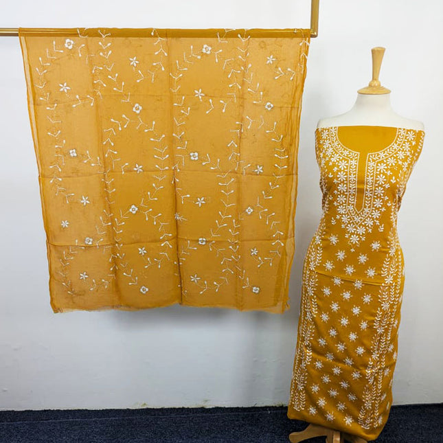 Lawn with Pakka Tanka Work + Chiffon Dupatta 3Pc Unstitched