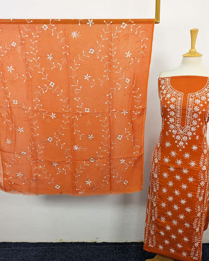 Lawn with Pakka Tanka Work + Chiffon Dupatta 3Pc Unstitched