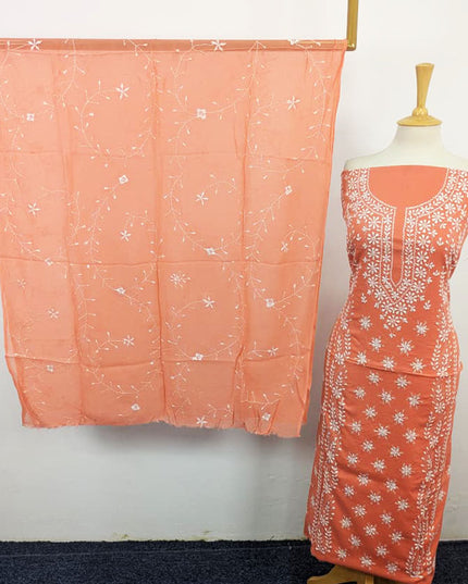 Lawn with Pakka Tanka Work + Chiffon Dupatta 3Pc Unstitched