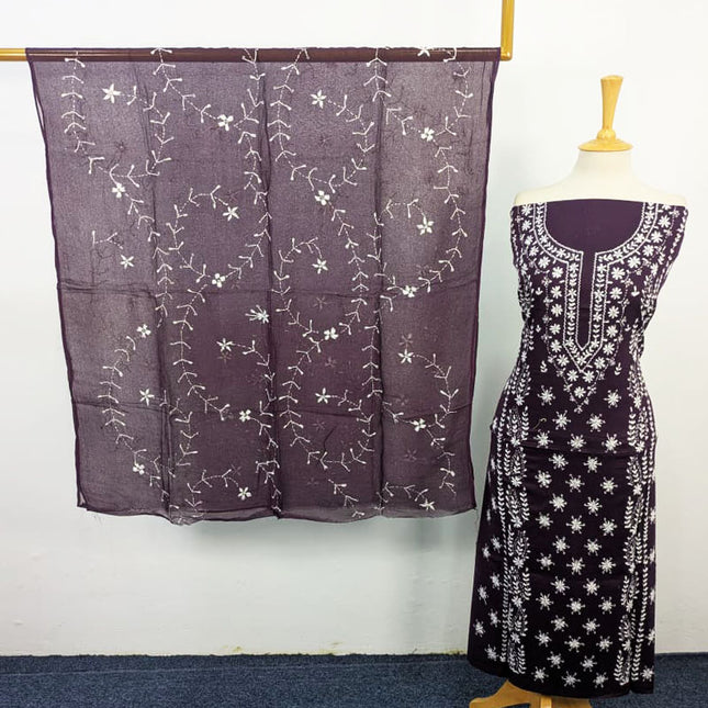 Lawn with Pakka Tanka Work + Chiffon Dupatta 3Pc Unstitched