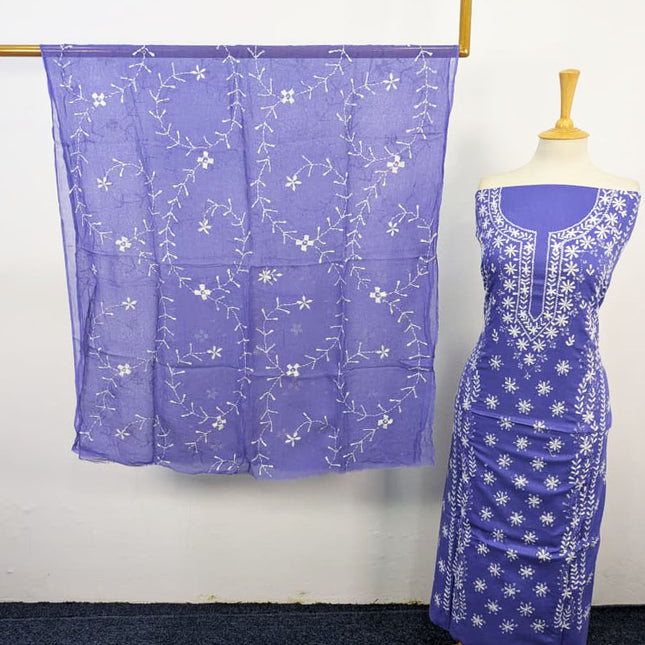 Lawn with Pakka Tanka Work + Chiffon Dupatta 3Pc Unstitched