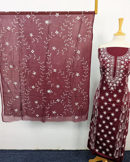 Lawn with Pakka Tanka Work + Chiffon Dupatta 3Pc Unstitched
