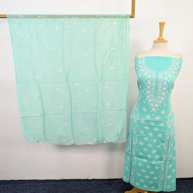 Lawn with Pakka Tanka Work + Chiffon Dupatta 3Pc Unstitched