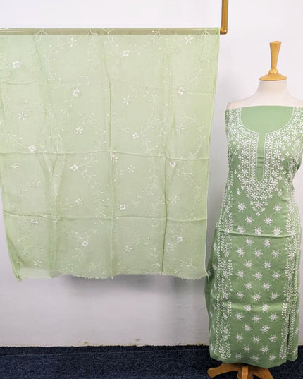 Lawn with Pakka Tanka Work + Chiffon Dupatta 3Pc Unstitched