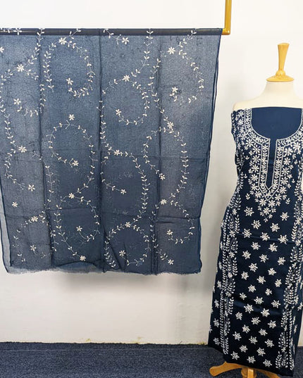 Lawn with Pakka Tanka Work + Chiffon Dupatta 3Pc Unstitched