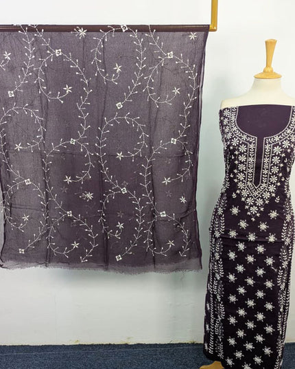 Lawn with Pakka Tanka Work + Chiffon Dupatta 3Pc Unstitched