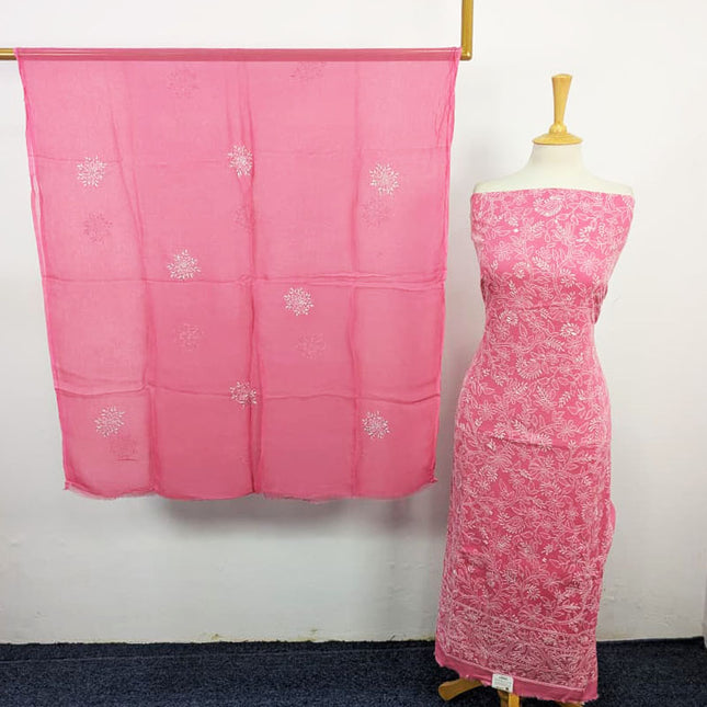 Fancy Lawn with Shadow + Chikankari Work & Chiffon Dupatta 3Pc Unstitched