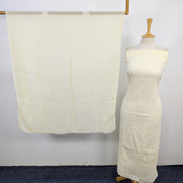 Fancy Lawn with Shadow + Chikankari Work & Chiffon Dupatta 3Pc Unstitched