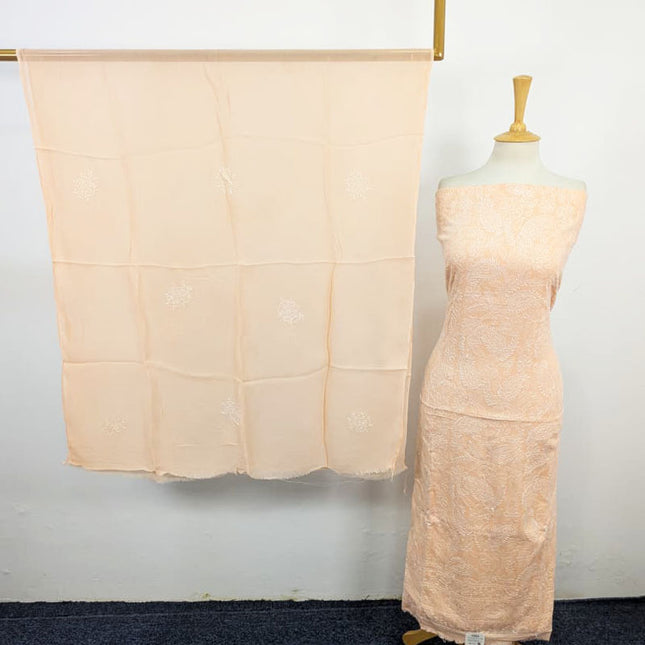 Fancy Lawn with Shadow + Chikankari Work & Chiffon Dupatta 3Pc Unstitched