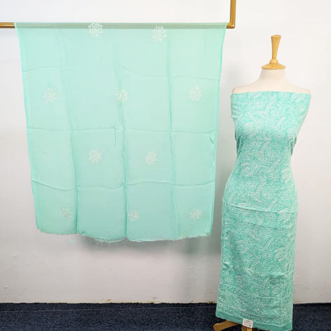 Fancy Lawn with Shadow + Chikankari Work & Chiffon Dupatta 3Pc Unstitched