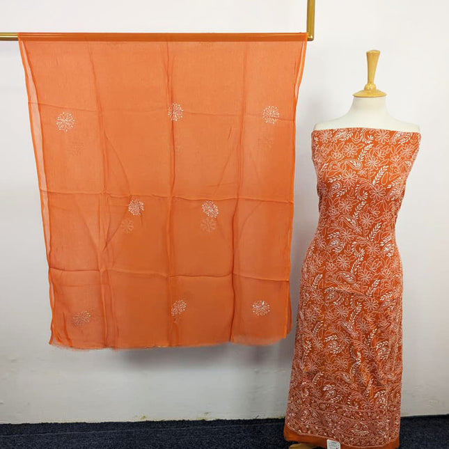 Fancy Lawn with Shadow + Chikankari Work & Chiffon Dupatta 3Pc Unstitched