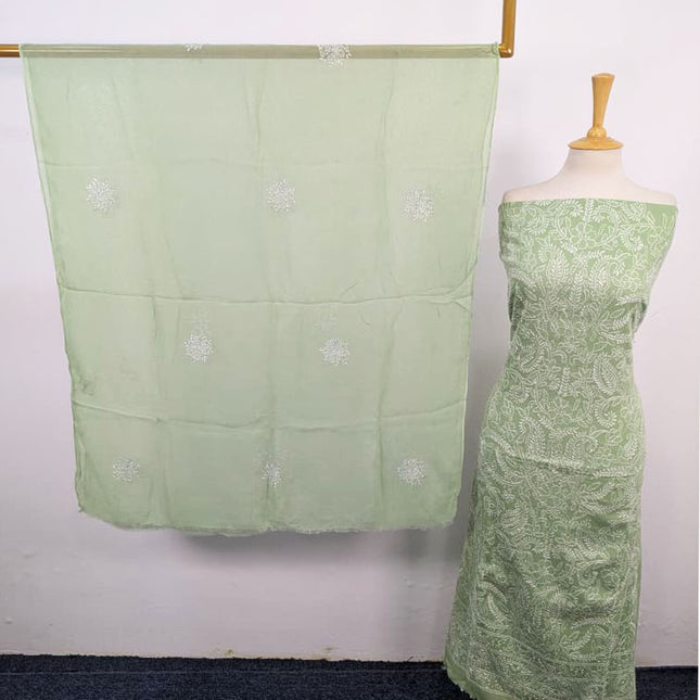 Fancy Lawn with Shadow + Chikankari Work & Chiffon Dupatta 3Pc Unstitched