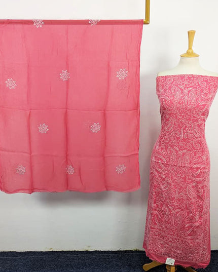 Fancy Lawn with Shadow + Chikankari Work & Chiffon Dupatta 3Pc Unstitched