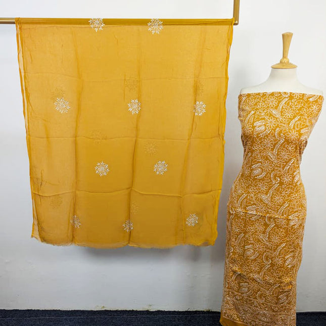 Fancy Lawn with Shadow + Chikankari Work & Chiffon Dupatta 3Pc Unstitched