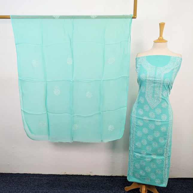 Fancy Lawn with Pakka Tanka Work + Chiffon Dupatta 3Pc Unstitched