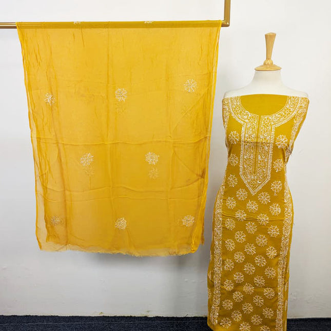 Fancy Lawn with Pakka Tanka Work + Chiffon Dupatta 3Pc Unstitched