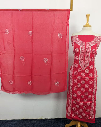 Fancy Lawn with Pakka Tanka Work + Chiffon Dupatta 3Pc Unstitched