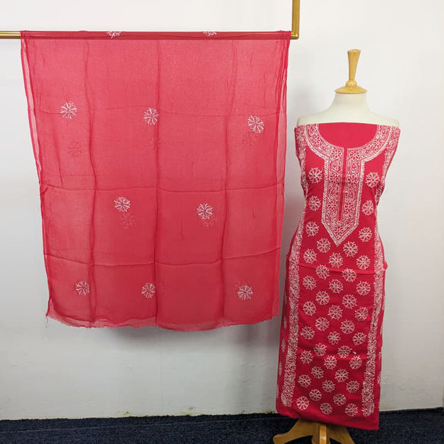 Fancy Lawn with Pakka Tanka Work + Chiffon Dupatta 3Pc Unstitched