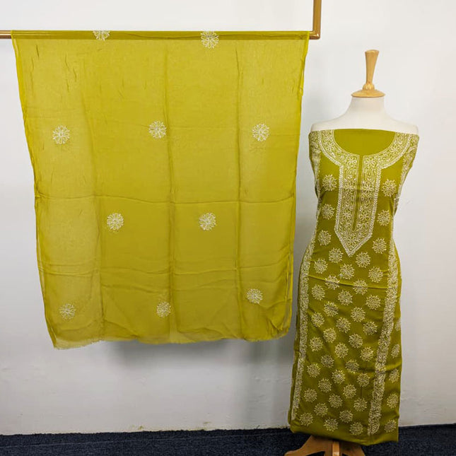 Fancy Lawn with Pakka Tanka Work + Chiffon Dupatta 3Pc Unstitched