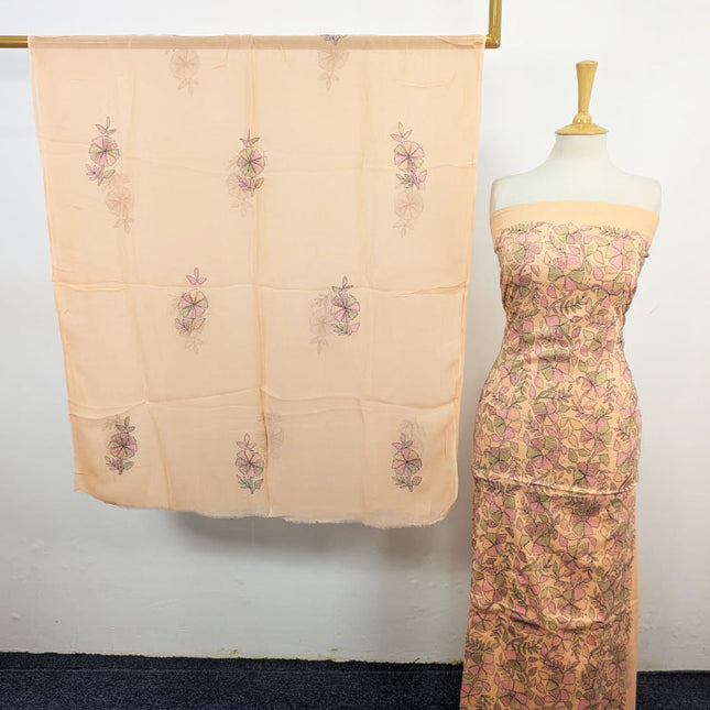 Handmade Full Jaal Kacha Tanka Work Lawn with Chiffon Dupatta 3Pc Unstitched