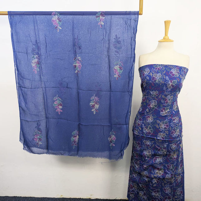 Handmade Full Jaal Kacha Tanka Work Lawn with Chiffon Dupatta 3Pc Unstitched