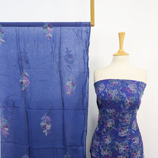 Handmade Full Jaal Kacha Tanka Work Lawn with Chiffon Dupatta 3Pc Unstitched