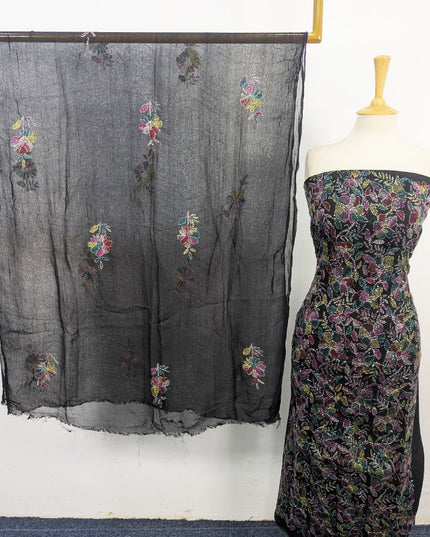 Handmade Full Jaal Kacha Tanka Work Lawn with Chiffon Dupatta 3Pc Unstitched