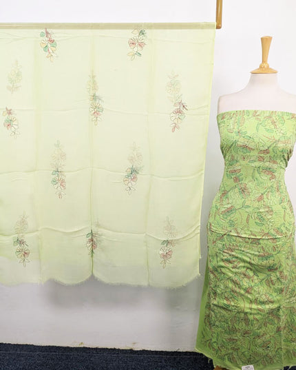 Handmade Full Jaal Kacha Tanka Work Lawn with Chiffon Dupatta 3Pc Unstitched