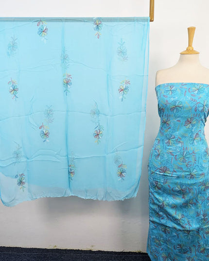 Handmade Full Jaal Kacha Tanka Work Lawn with Chiffon Dupatta 3Pc Unstitched