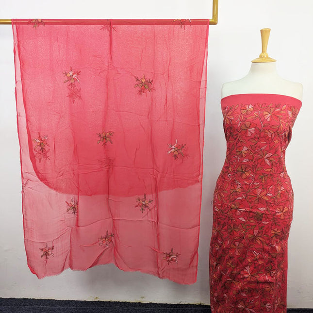 Lawn with Full Jaal Kacha Tanka Work Shirt & Chiffon Dupatta 3Pc Unstitched