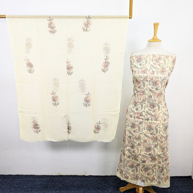 Handmade Full Jaal Kacha Tanka Work Lawn with Chiffon Dupatta 3Pc Unstitched