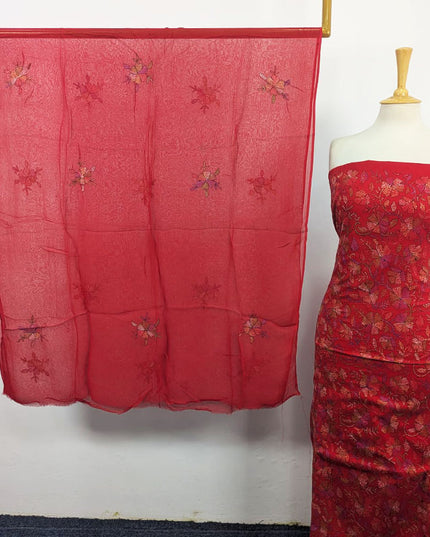 Lawn with Full Jaal Kacha Tanka Work Shirt & Chiffon Dupatta 3Pc Unstitched