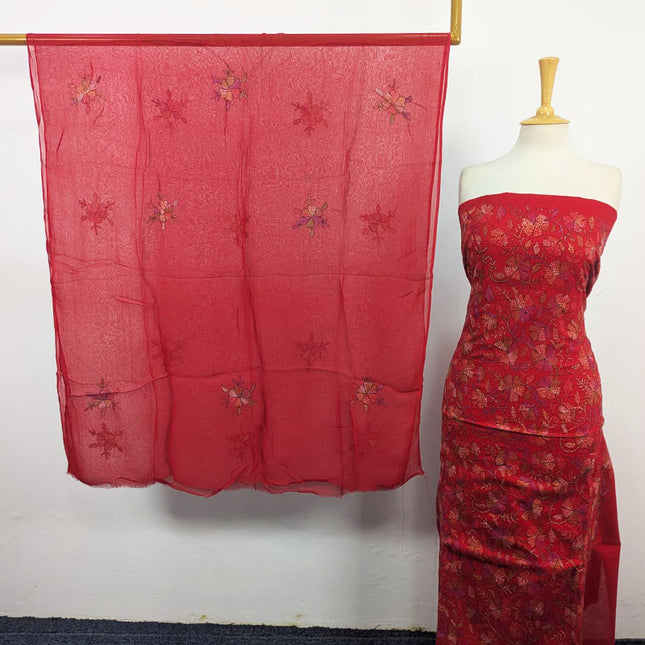 Lawn with Full Jaal Kacha Tanka Work Shirt & Chiffon Dupatta 3Pc Unstitched