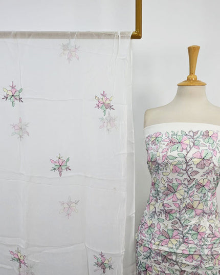 Lawn with Full Jaal Kacha Tanka Work Shirt & Chiffon Dupatta 3Pc Unstitched