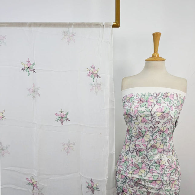 Lawn with Full Jaal Kacha Tanka Work Shirt & Chiffon Dupatta 3Pc Unstitched