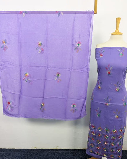 Balochi Kacha Tanka with Gobi + Mirror Work Lawn & Chiffon Dupatta 3Pc