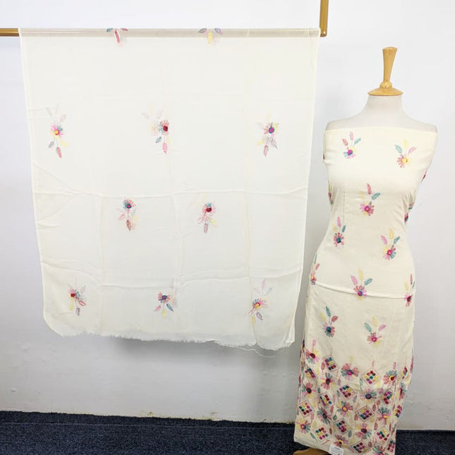 Balochi Kacha Tanka with Gobi + Mirror Work Lawn & Chiffon Dupatta 3Pc