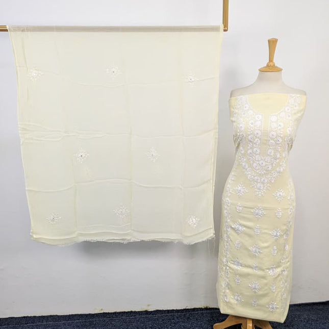 Handmade Pakka Tanka + Mirror Work Lawn with Chiffon Dupatta 3Pc