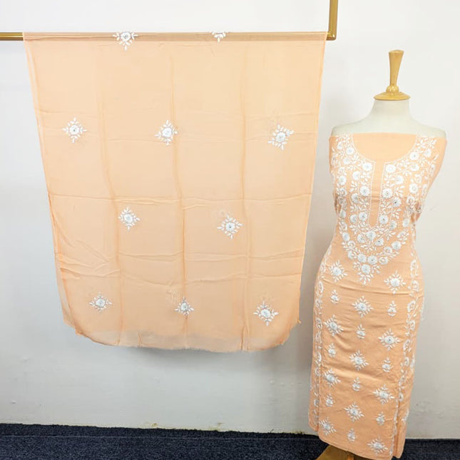 Handmade Pakka Tanka + Mirror Work Lawn with Chiffon Dupatta 3Pc