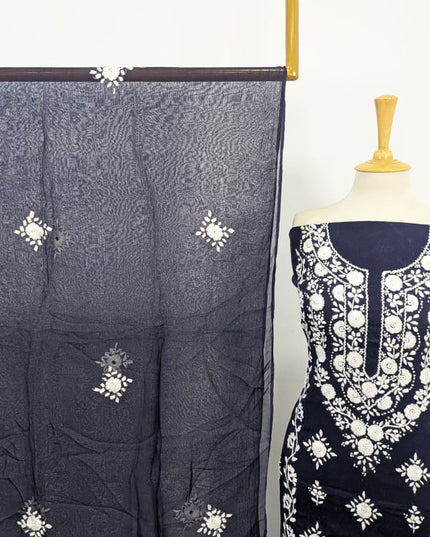 Handmade Pakka Tanka + Mirror Work Lawn with Chiffon Dupatta 3Pc