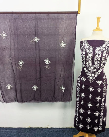 Handmade Pakka Tanka + Mirror Work Lawn with Chiffon Dupatta 3Pc