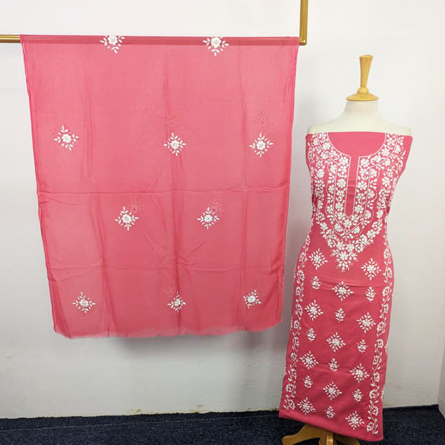 Lawn with Pakka Tanka + Mirror Work & Chiffon Dupatta 3Pc