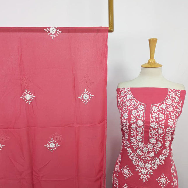 Lawn with Pakka Tanka + Mirror Work & Chiffon Dupatta 3Pc