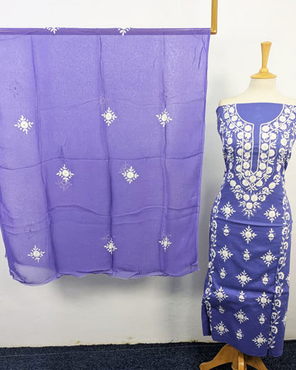Handmade Pakka Tanka + Mirror Work Lawn with Chiffon Dupatta 3Pc