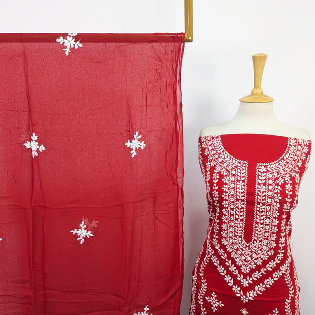 Handmade Pakka Tanka + Mirror Work Lawn with Chiffon Dupatta 3Pc